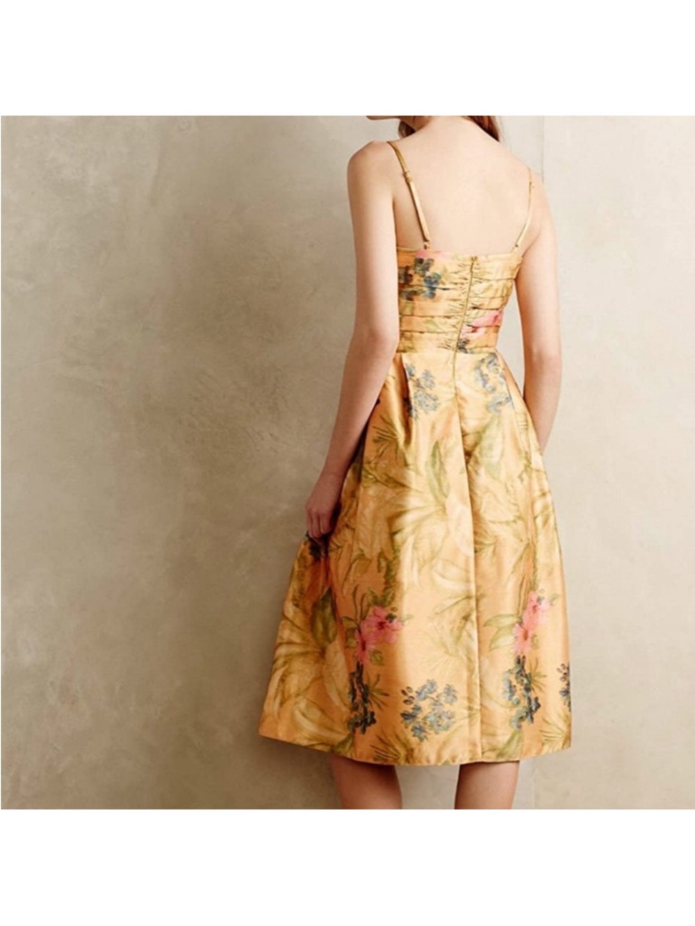 Anthropologie James Coviello Botanica Dress Yellow Broacde size 6 - Picture 3 of 6